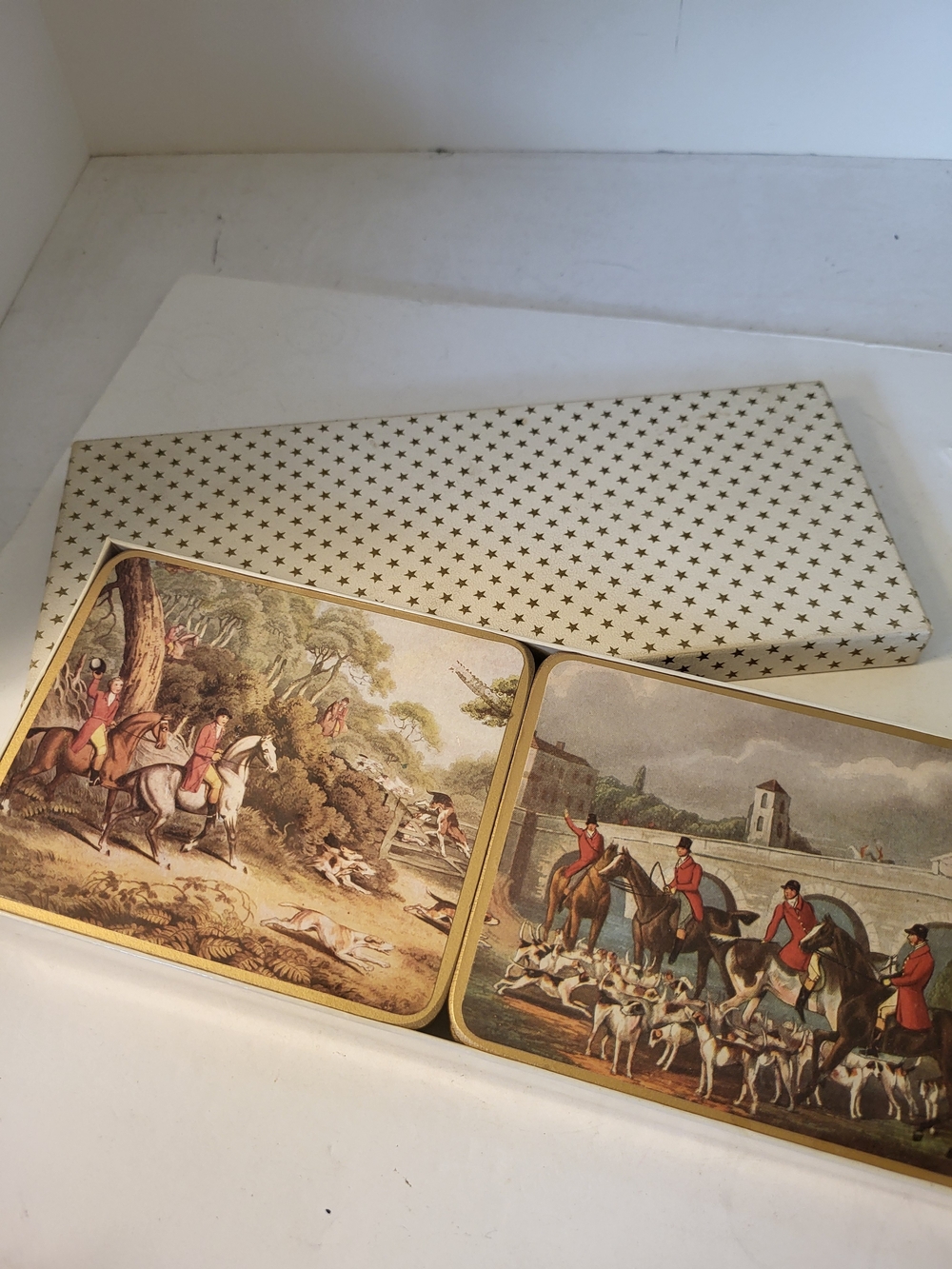 1960s Matador Designs Equestrian Hunt Coasters S/6 England Factory Sealed NOS